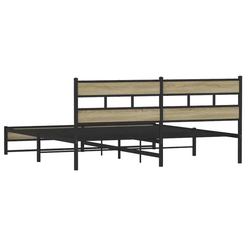 Metalni okvir kreveta bez madraca boja hrasta sonome 180x200 cm - sonoma hrast 180 x 200 cm s uzglavljem i dvostrukim niskim pod Cijena