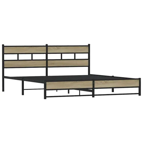 Metalni okvir kreveta bez madraca boja hrasta sonome 180x200 cm - sonoma hrast 180 x 200 cm s uzglavljem i dvostrukim niskim pod Cijena