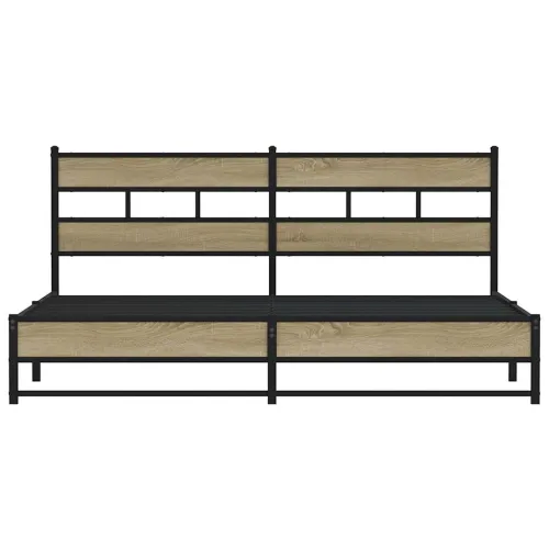 Metalni okvir kreveta bez madraca boja hrasta sonome 193x203 cm - sonoma hrast 193 x 203 cm s uzglavljem i dvostrukim niskim pod Cijena
