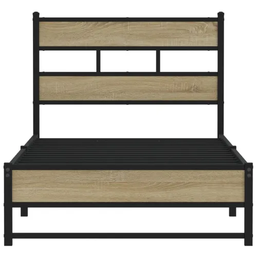 Metalni okvir kreveta bez madraca boja hrasta sonome 90x200 cm - sonoma hrast 90 x 200 cm s uzglavljem i dvostrukim niskim podno Cijena