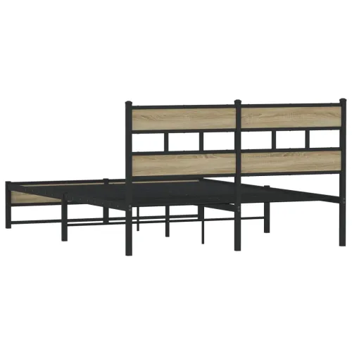 Metalni okvir kreveta bez madraca boja hrasta sonome 140x200 cm - sonoma hrast 140 x 200 cm s uzglavljem i dvostrukim niskim pod Cijena