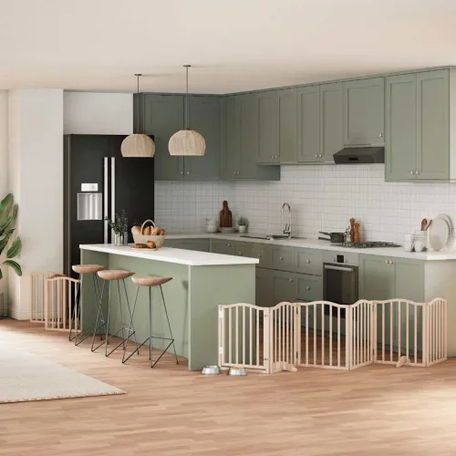 Vrata za pse s vratašcima 9 panela sklopiva 450 cm drvo topole - Prirodna 50 x 60 x 2 cm 9 Cijena