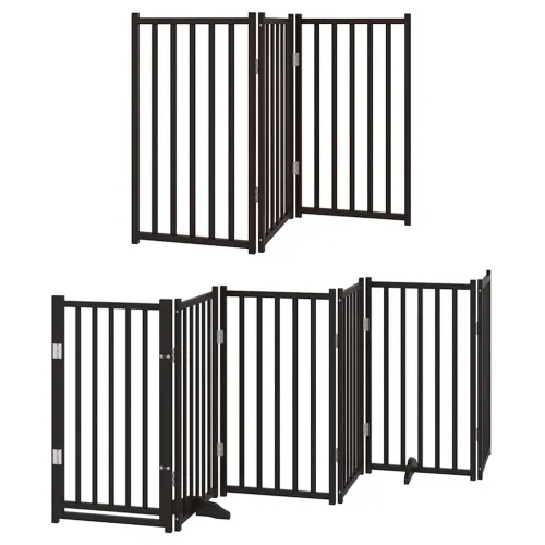 Vrata za pse s vratašcima 9 panela sklopiva 450 cm drvo topole - Crna 50 x 90 x 2 cm 9 Crna Cijena