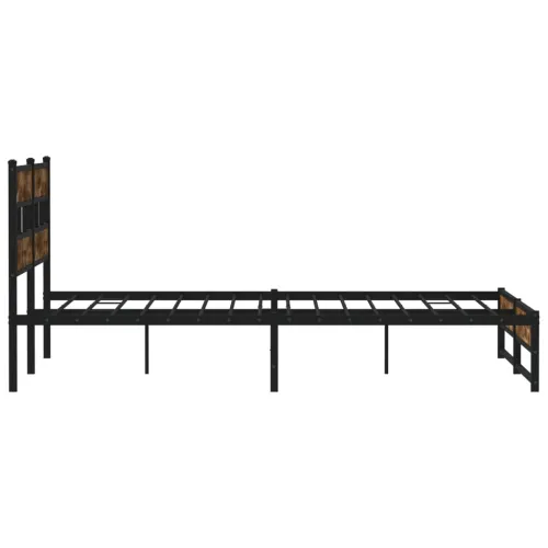 Metalni okvir kreveta bez madraca boja hrasta 193x203 cm - Dimljeni hrast 193 x 203 cm s uzglavljem i dvostrukim niskim podnožje Cijena