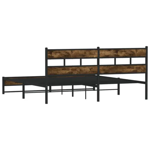 Metalni okvir kreveta bez madraca boja hrasta 193x203 cm - Dimljeni hrast 193 x 203 cm s uzglavljem i dvostrukim niskim podnožje Cijena