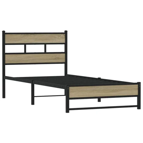 Metalni okvir kreveta bez madraca boja hrasta sonome 75x190 cm - sonoma hrast 75 x 190 cm s uzglavljem i dvostrukim niskim podno Cijena
