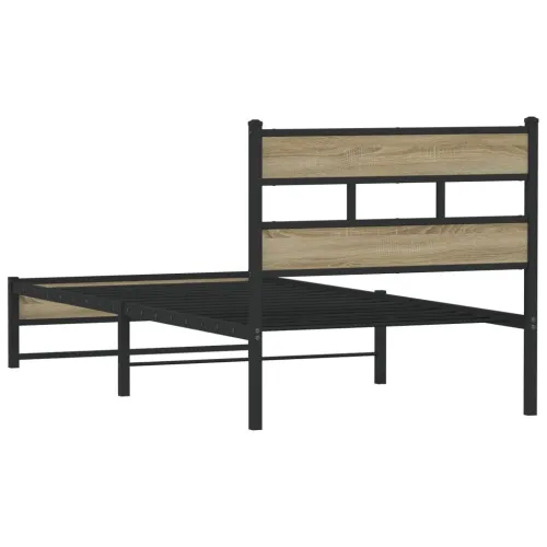 Metalni okvir kreveta bez madraca boja hrasta sonome 75x190 cm - sonoma hrast 75 x 190 cm s uzglavljem i dvostrukim niskim podno Cijena