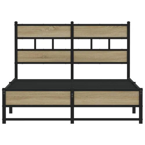Metalni okvir kreveta bez madraca boja hrasta sonome 120x190 cm - sonoma hrast 120 x 190 cm s uzglavljem i dvostrukim niskim pod Cijena