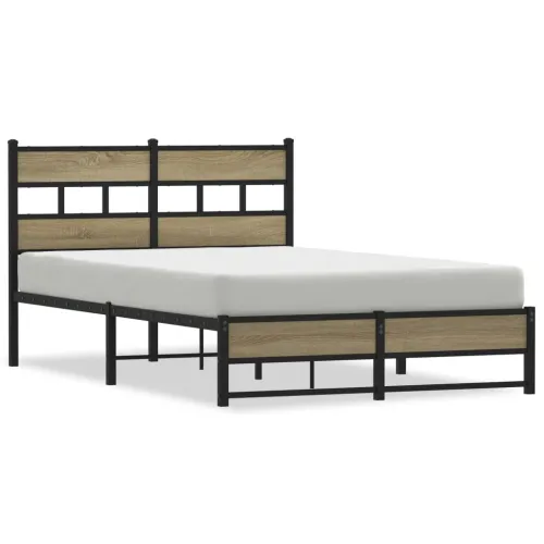 Metalni okvir kreveta bez madraca boja hrasta sonome 120x190 cm - sonoma hrast 120 x 190 cm s uzglavljem i dvostrukim niskim pod Cijena
