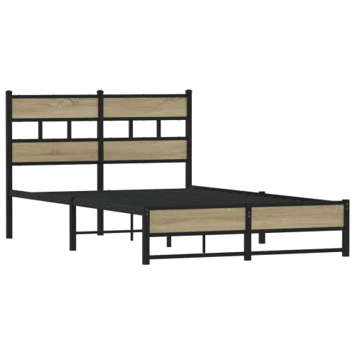 Metalni okvir kreveta bez madraca boja hrasta sonome 120x190 cm - sonoma hrast 120 x 190 cm s uzglavljem i dvostrukim niskim pod Cijena