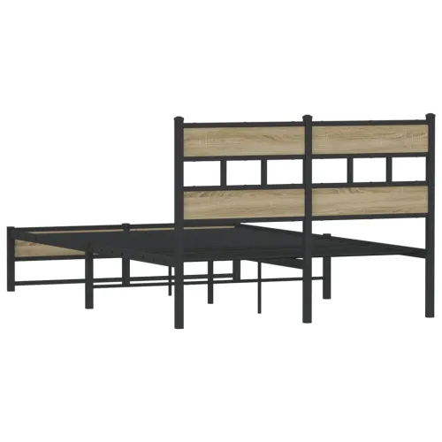 Metalni okvir kreveta bez madraca boja hrasta sonome 120x190 cm - sonoma hrast 120 x 190 cm s uzglavljem i dvostrukim niskim pod Cijena