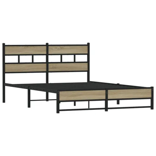 Metalni okvir kreveta bez madraca boja hrasta sonome 150x200 cm - sonoma hrast 150 x 200 cm s uzglavljem i dvostrukim niskim pod Cijena