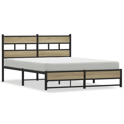 Metalni okvir kreveta bez madraca boja hrasta sonome 150x200 cm - sonoma hrast 150 x 200 cm s uzglavljem i dvostrukim niskim pod Cijena