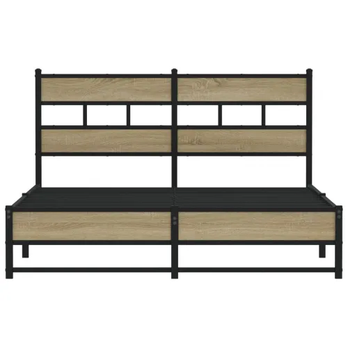 Metalni okvir kreveta bez madraca boja hrasta sonome 150x200 cm - sonoma hrast 150 x 200 cm s uzglavljem i dvostrukim niskim pod Cijena