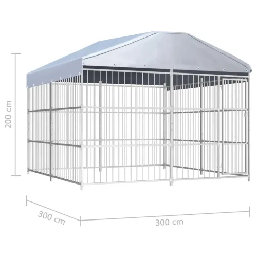 Vanjski kavez za pse s krovom 300 x 300 x 200 cm - 300 x 300 x 200 cm Da Cijena