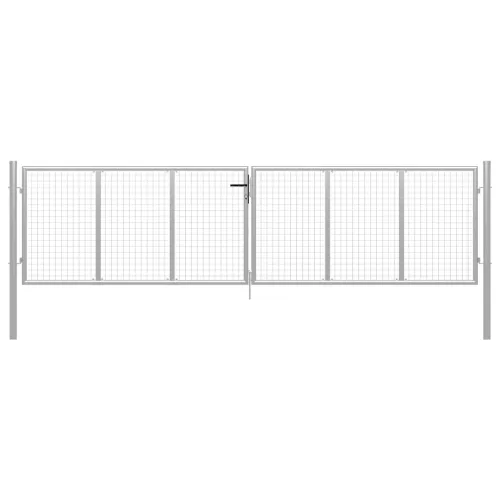Dvorišna vrata - Vrtna vrata od pocinčanog čelika 400x100 cm srebrne boje - Srebrno 400 x 100 cm Cijena