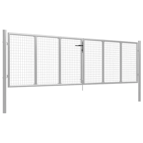 Dvorišna vrata - Vrtna vrata od pocinčanog čelika 400x100 cm srebrne boje - Srebrno 400 x 100 cm Cijena