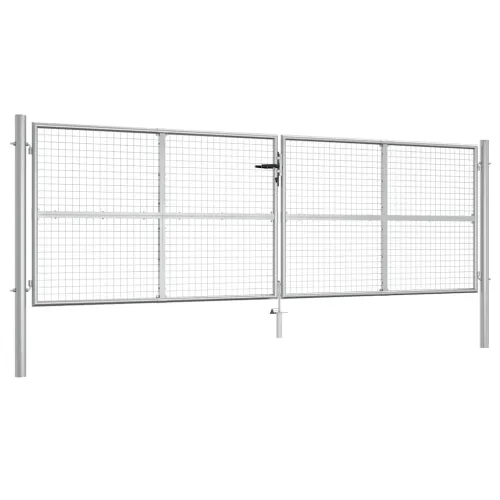 Dvorišna vrata - Vrtna vrata od pocinčanog čelika 400x125 cm srebrne boje - Srebrno 400 x 125 cm Cijena