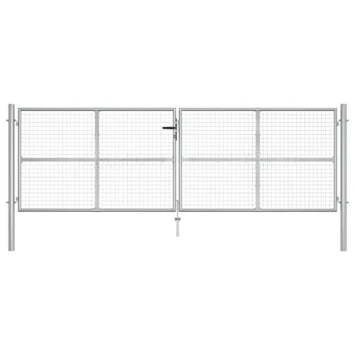 Dvorišna vrata - Vrtna vrata od pocinčanog čelika 400x125 cm srebrne boje - Srebrno 400 x 125 cm Cijena