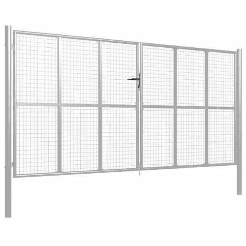 Dvorišna vrata - Vrtna vrata od pocinčanog čelika 400x175 cm srebrne boje - Srebrno 400 x 175 cm Cijena