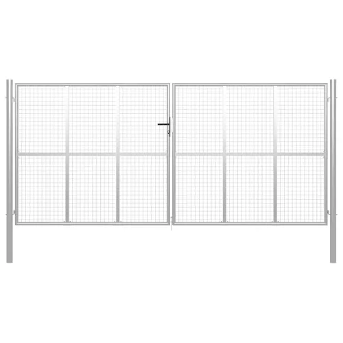 Dvorišna vrata - Vrtna vrata od pocinčanog čelika 400x175 cm srebrne boje - Srebrno 400 x 175 cm Cijena