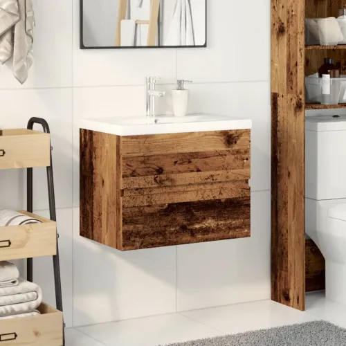 Ormarić za Lavabo - Umivaonik s ugradbenim umivaonikom Staro drvo - Staro drvo 60 x 38.5 x 45 cm bez slavine i odvoda Cijena