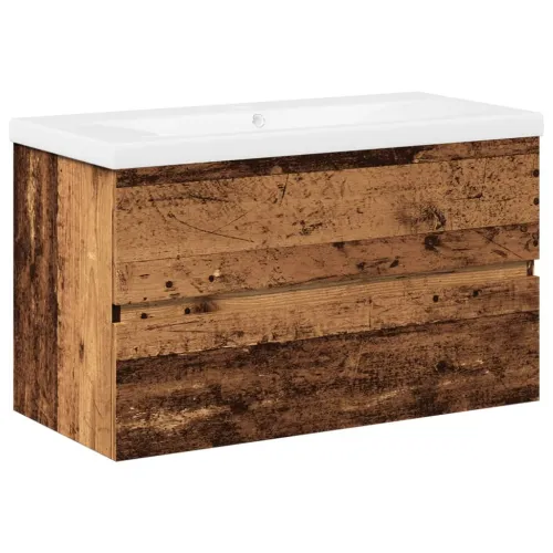 Ormarić za Lavabo - Umivaonik s ugradbenim umivaonikom Staro drvo - Staro drvo 80 x 38.5 x 45 cm bez slavine i odvoda Cijena