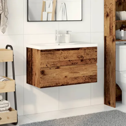 Ormarić za Lavabo - Umivaonik s ugradbenim umivaonikom Staro drvo - Staro drvo 80 x 38.5 x 45 cm bez slavine i odvoda Cijena