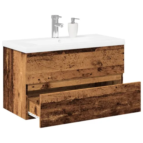 Ormarić za Lavabo - Umivaonik s ugradbenim umivaonikom Staro drvo - Staro drvo 80 x 38.5 x 45 cm bez slavine i odvoda Cijena