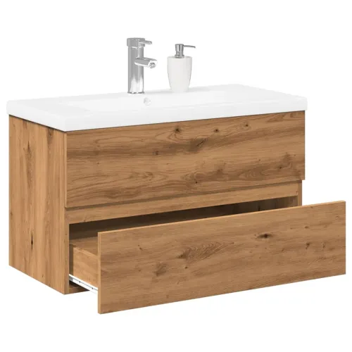 Ormarić za Lavabo - Umivaonik s ugradbenim umivaonikom Artisan hrast - hrast artisan 80 x 38.5 x 45 cm 1 bez slavine i odvoda Cijena