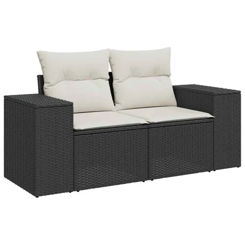 Vrtna garnitura - 7-dijelni set vrtnih sofa od poliratana s jastucima crni - Crna i krem sa spremištem 1 Cijena