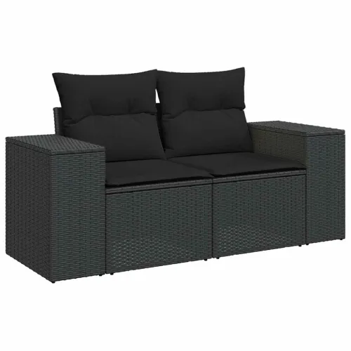 Vrtna garnitura - 7-dijelni set vrtnih sofa od poliratana s jastucima crni - Crna sa spremištem 1 Cijena