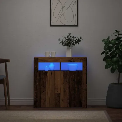 Komoda s LED svjetlima boja drva 80x35x75 cm konstruirano drvo - Staro drvo 80 x 35 x 75 cm Cijena