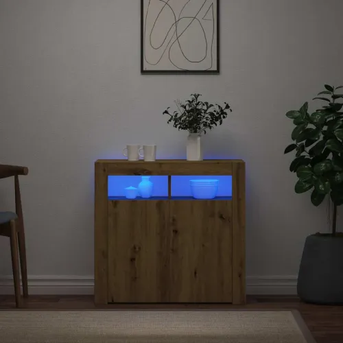 Komoda s LED svjetlima boja hrasta 80x35x75cm konstruirano drvo - Hrast artisan 80 x 35 x 75 cm Cijena