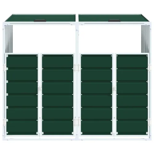 Spremište za kante za smeće - Spremište za 2 kante za otpad zelena 144x81x113 cm čelično - Zelena 2 Cijena