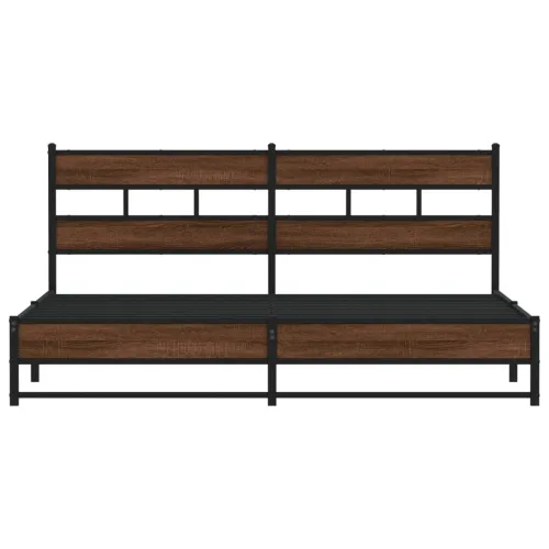 Metalni okvir kreveta bez madraca smeđa boja hrasta 180x200 cm - Smeđi hrast 180 x 200 cm s uzglavljem i dvostrukim niskim podno Cijena