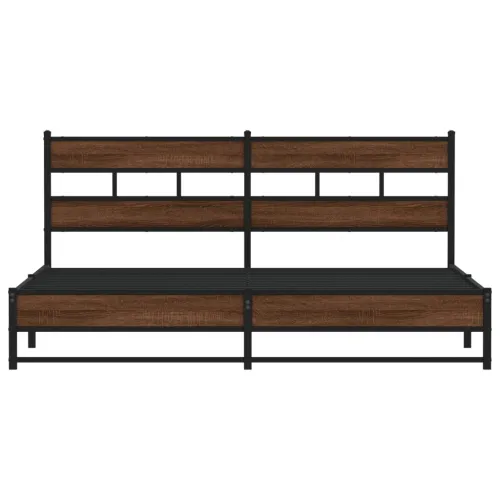 Metalni okvir kreveta bez madraca smeđa boja hrasta 183x213 cm - Smeđi hrast 183 x 213 cm s uzglavljem i dvostrukim niskim podno Cijena