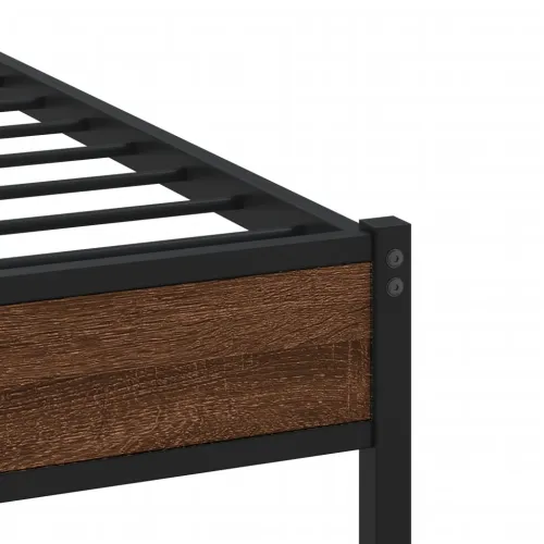 Metalni okvir kreveta bez madraca smeđa boja hrasta 183x213 cm - Smeđi hrast 183 x 213 cm s uzglavljem i dvostrukim niskim podno Cijena