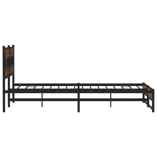Metalni okvir kreveta bez madraca smeđa boja hrasta 183x213 cm - Smeđi hrast 183 x 213 cm s uzglavljem i dvostrukim niskim podno Cijena