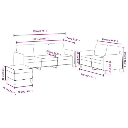 3-dijelni set sofa plavi baršunasti - Plava 1 s jastučićima i tabureom Cijena