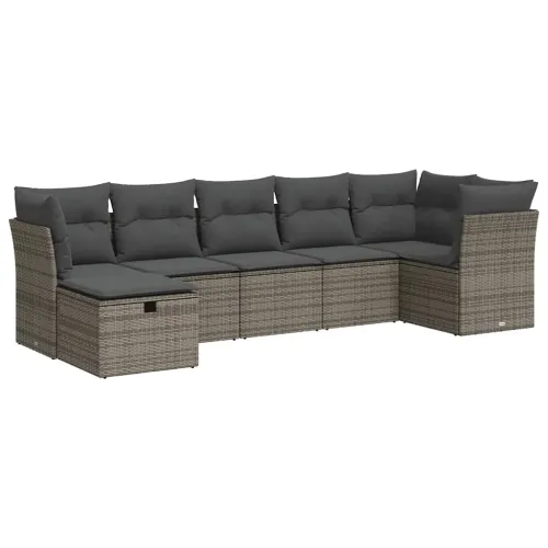 Vrtna garnitura - 7-dijelni set vrtnih sofa sivi od poliratana - Siva sa spremištem 7 Cijena