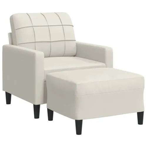 Fotelja s tabureom krem 60 cm baršunasta - Krema 1 Krema Cijena