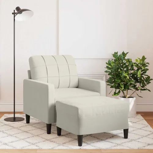 Fotelja s tabureom krem 60 cm baršunasta - Krema 1 Krema Cijena