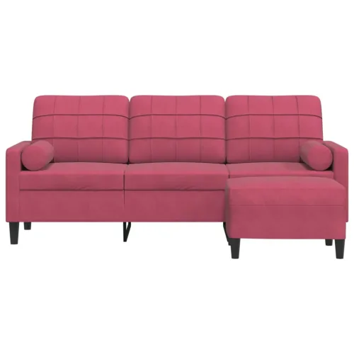 Trosjed s tabureom crvena boja vina 180 cm baršunasti - boja crnog vina 180 cm Cijena