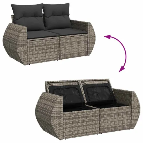 Vrtna garnitura - 7-dijelni set vrtnih sofa sivi od poliratana - Siva sa spremištem 1 Cijena