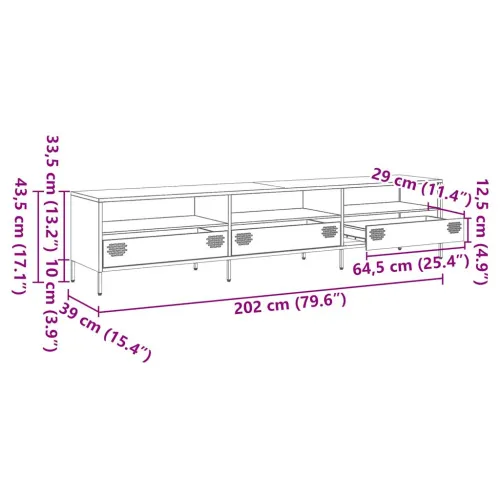 TV ormarić antracit 202x39x43,5 cm hladno valjani čelik - Antracit 1 202 cm Cijena