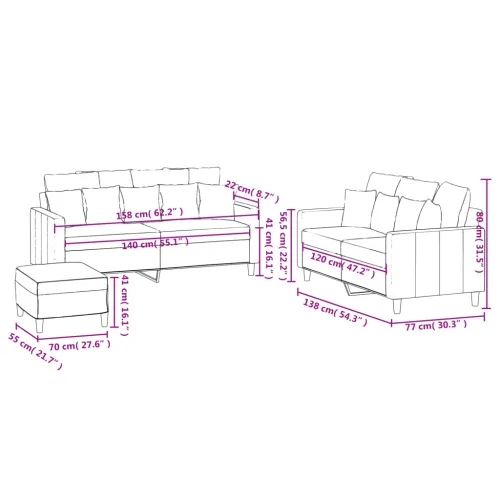 3-dijelni set sofa s jastucima plavi baršunasti - Plava s jastučićima i tabureom Cijena