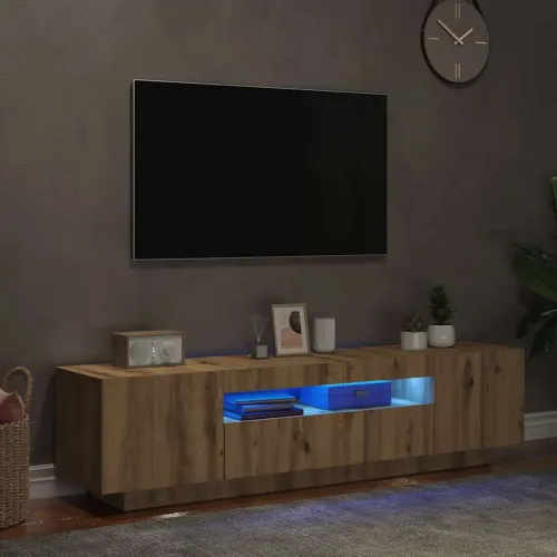 TV ormarić LED boja hrasta 160x35x40 cm konstruirano drvo - hrast artisan 1 Cijena