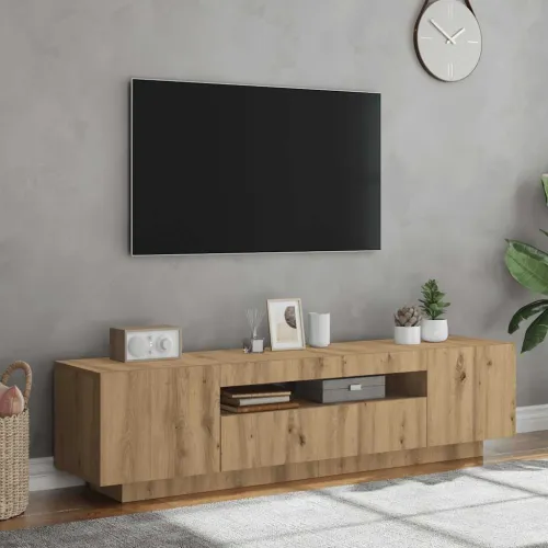 TV ormarić LED boja hrasta 160x35x40 cm konstruirano drvo - hrast artisan 1 Cijena