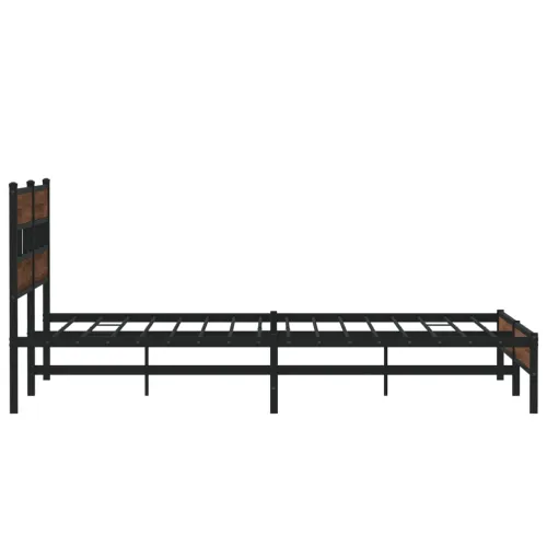 Metalni okvir kreveta bez madraca smeđa boja hrasta 193x203 cm - Smeđi hrast 193 x 203 cm s uzglavljem i niskim podnožjem Cijena